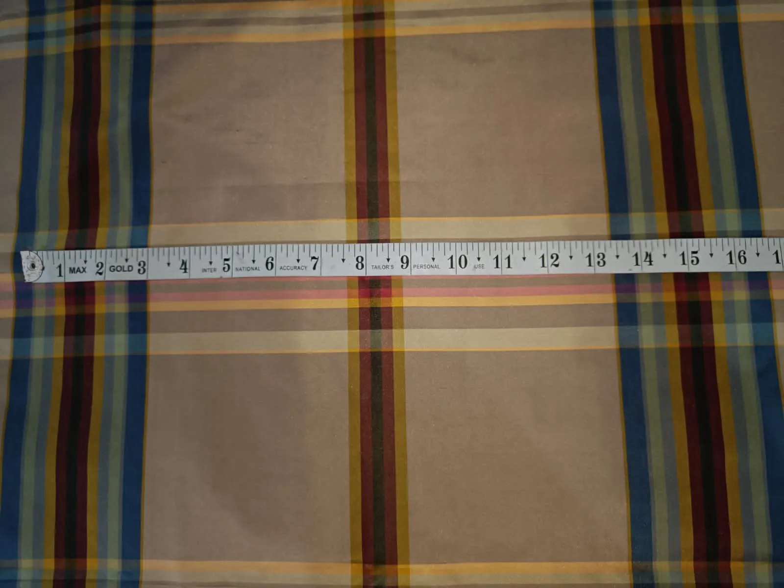 100% PURE SILK TAFFETA FABRIC PLAIDS FAWN,BLUE.BURGUNDY,MUSTARD PLAIDS 54" wide TAFNEWC5[2]