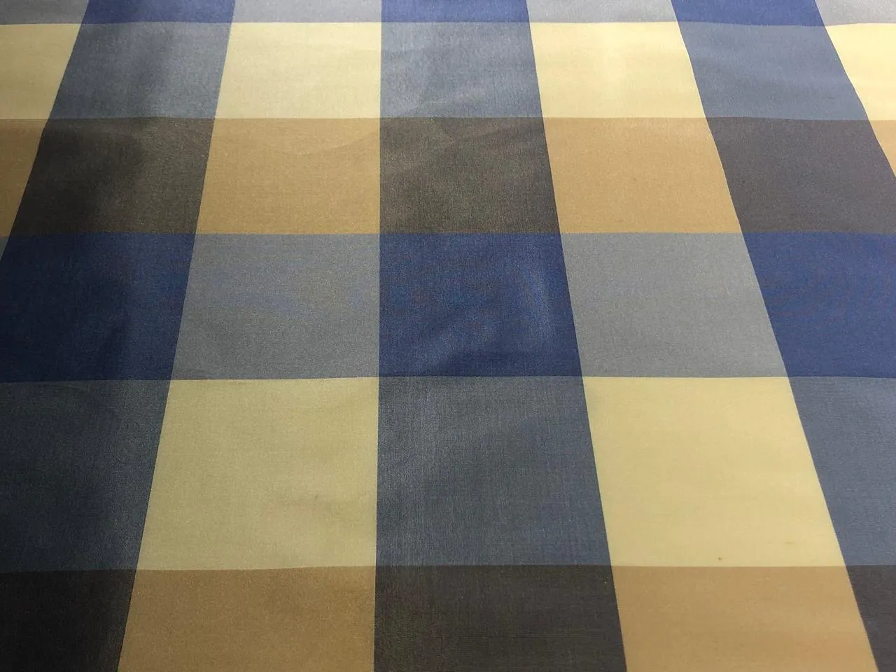 100% PURE SILK TAFFETA FABRIC PLAIDS shades of blue and gold 54" wide TAFNEWC6roll