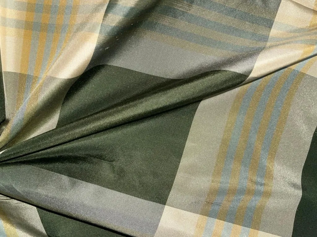 100% SILK TAFFETA FABRIC MULTI COLOR PLAIDS 54" wide TAF#C28[2]