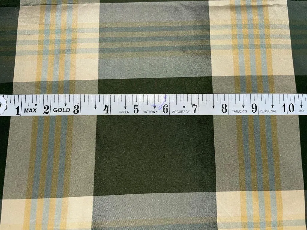 100% SILK TAFFETA FABRIC MULTI COLOR PLAIDS 54" wide TAF#C28[2]