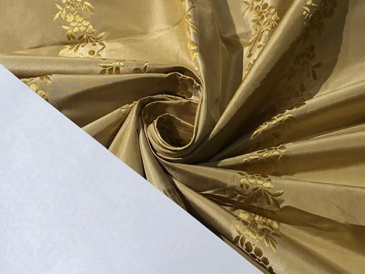 100% Silk Taffeta Jacquard Fabric  GOLD WITH GOLD JACQUARD TAFJACNEW18