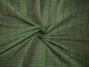 100% Silk taffeta Jacquard fabric RIBBED PLAIDS  GREEN X BLACK X GREY X BLACK color 54" wide TAFJ29