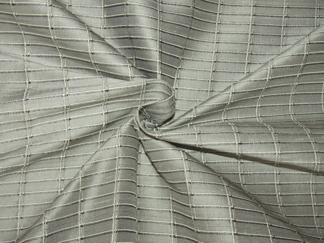 100% Silk taffeta Jacquard fabric RIBBED PLAIDS  GREEN X BLACK X GREY X BLACK color 54" wide TAFJ29