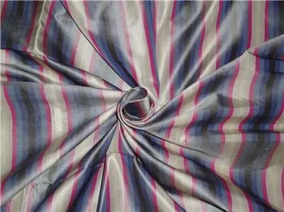 100%Pure Silk Taffeta Fabric Blue,Pink x Green Color Cut Length 1.55