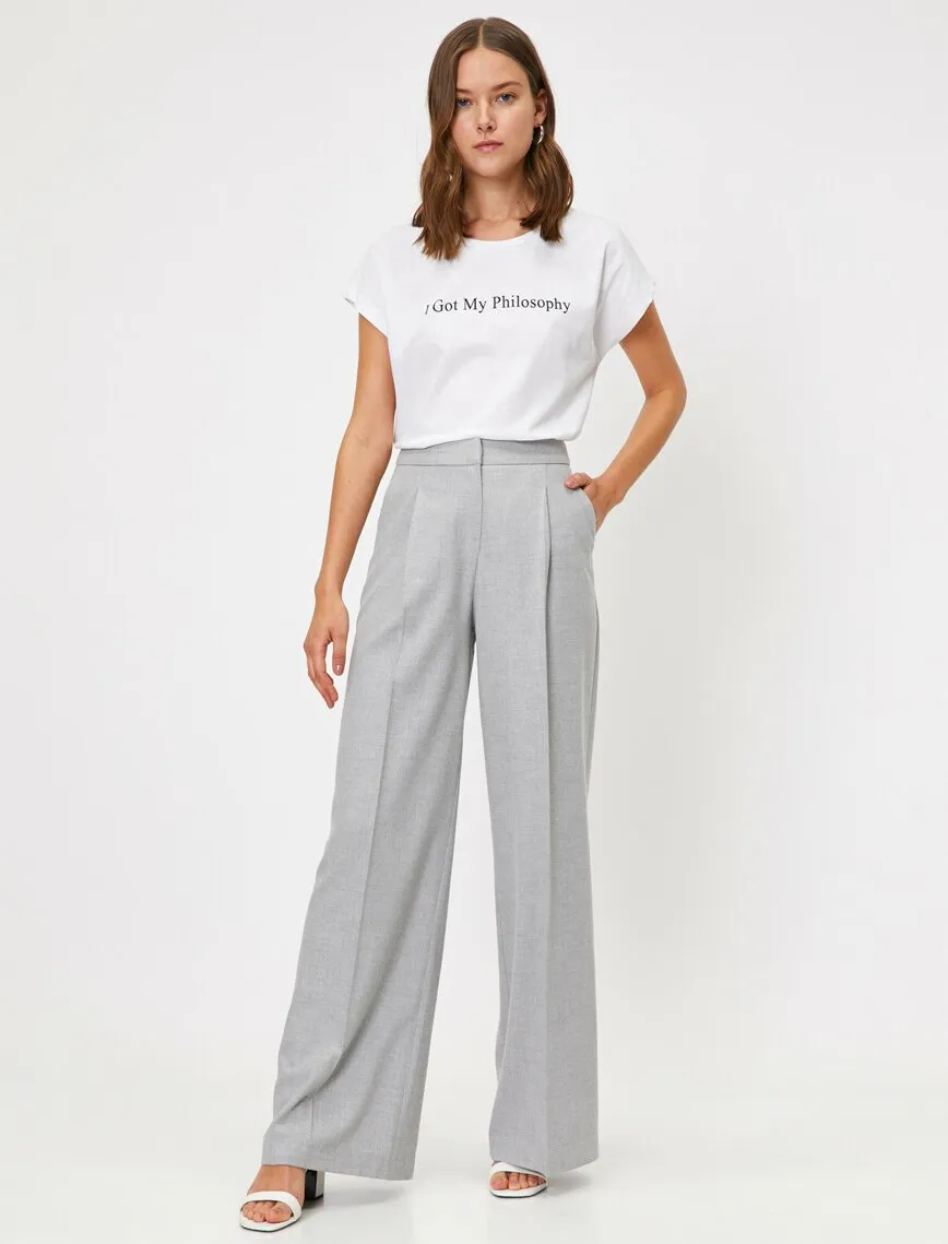 16339 Grey Wide Leg Trousers