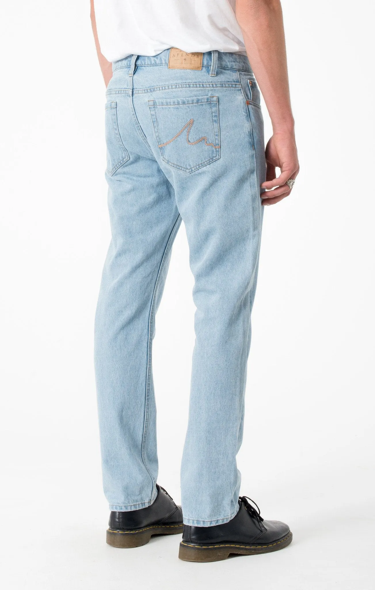 Afends Mens Deadbeat - Stone Blue - Slim Fit Denim