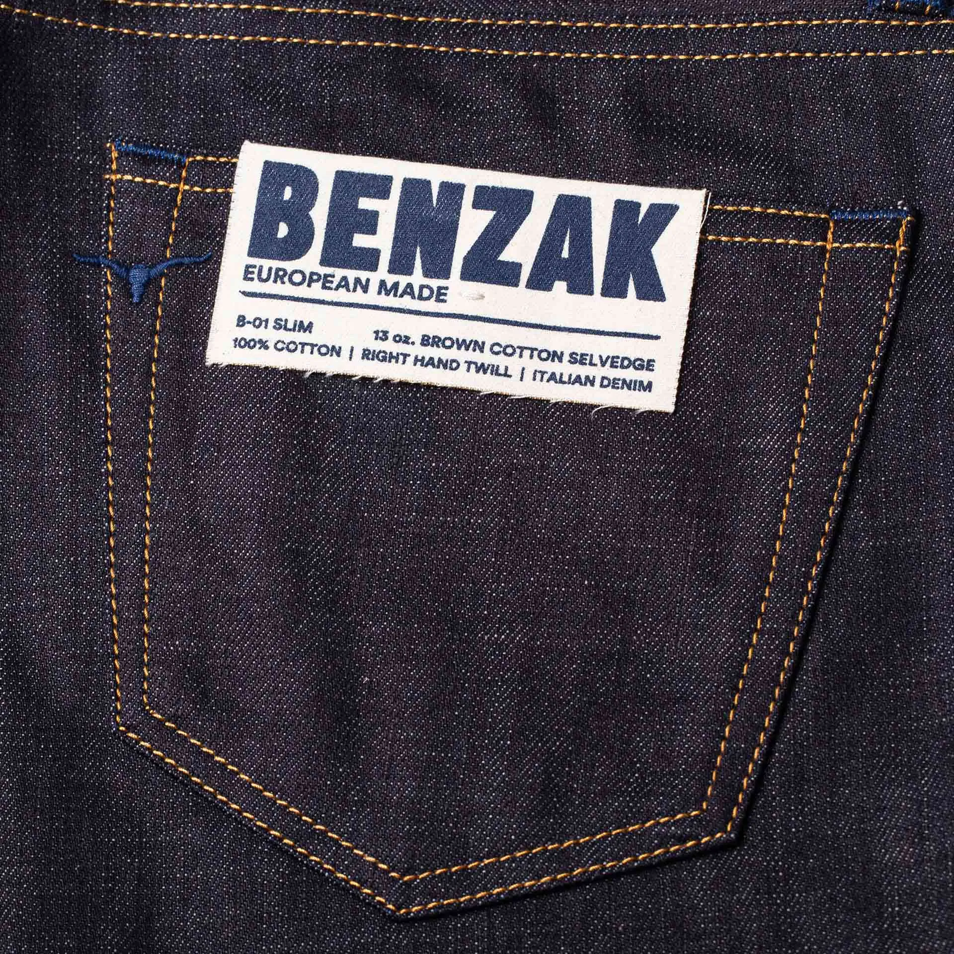 B-01 SLIM 13 oz. brown cotton selvedge