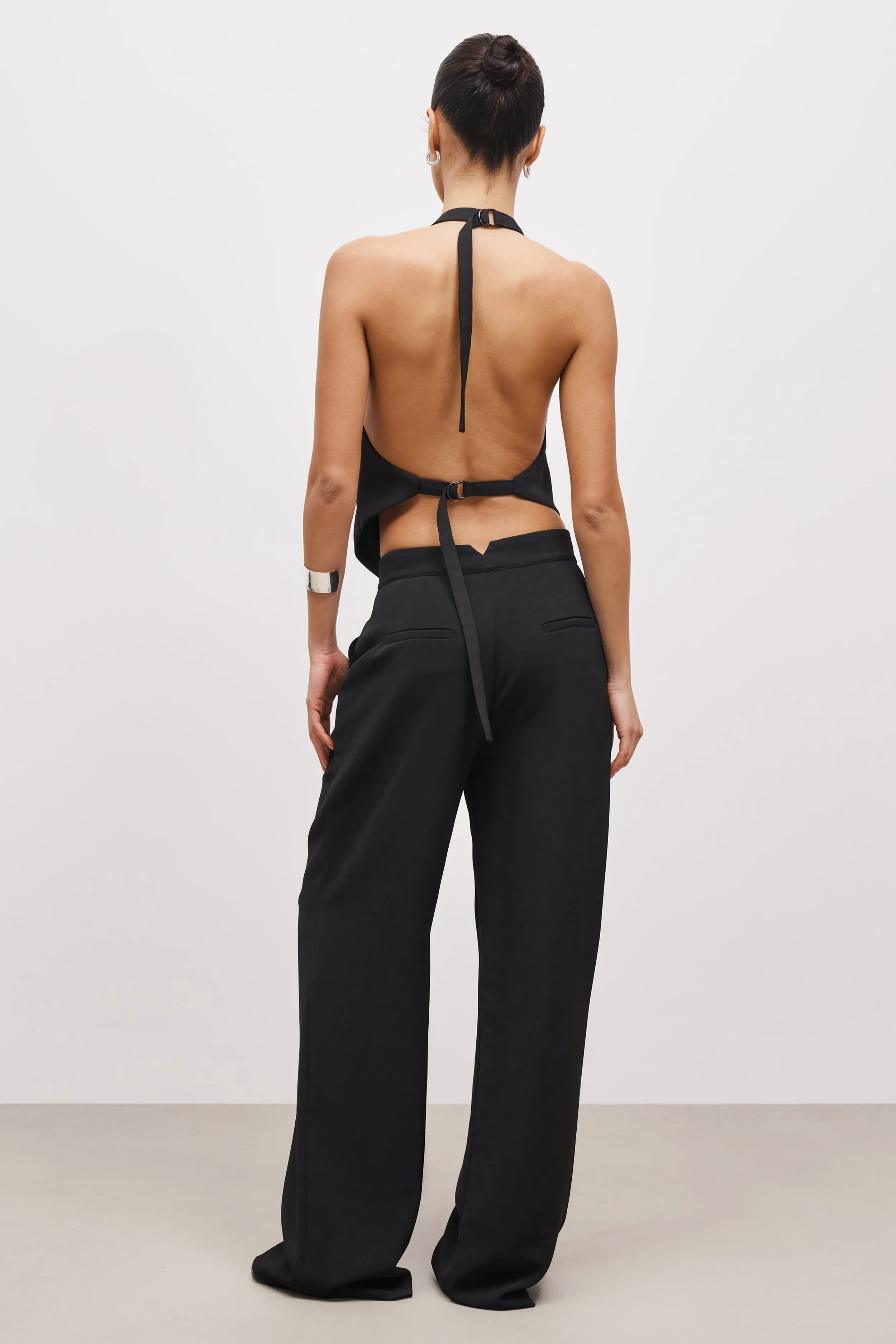 Backless Halter Waistcoat - Black