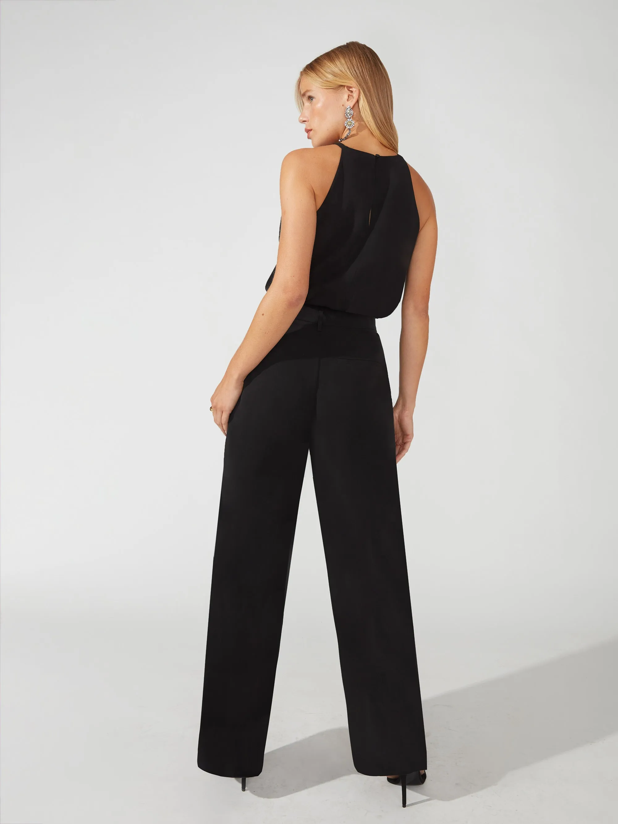 Black Lyocell Wide Leg Trousers