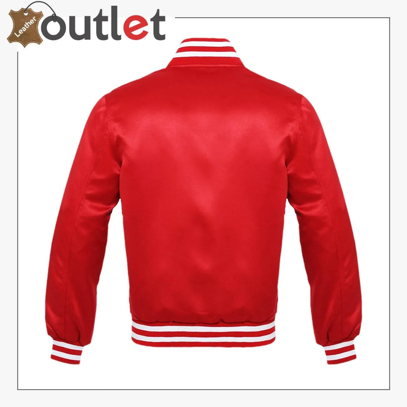 Bright Red Satin Varsity Jacket