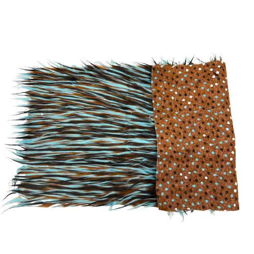 Brown Black Blue Three Spike Shaggy Faux Fur Fabric