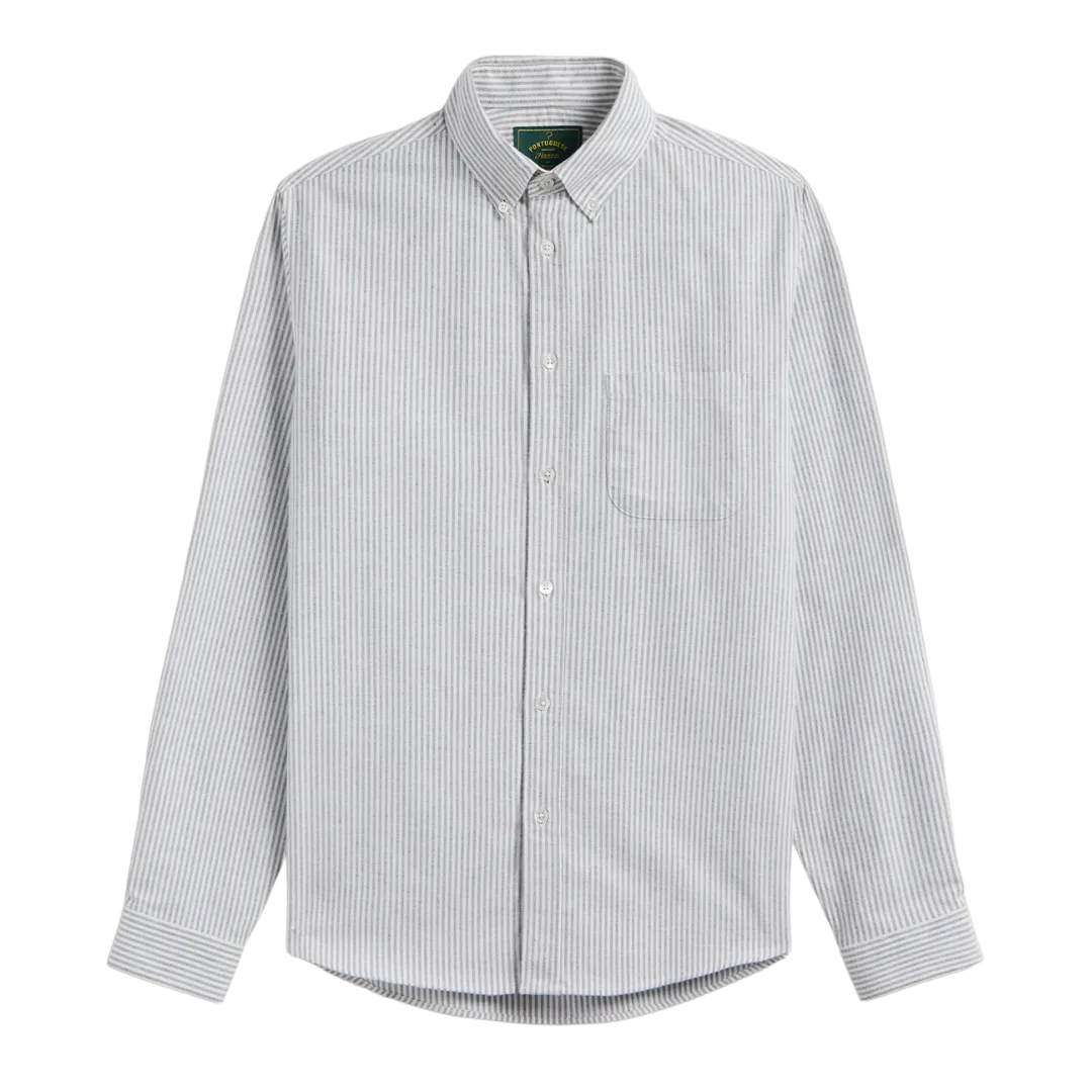 Brushed Oxford Stripe - Moss Green & White