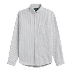 Brushed Oxford Stripe - Moss Green & White