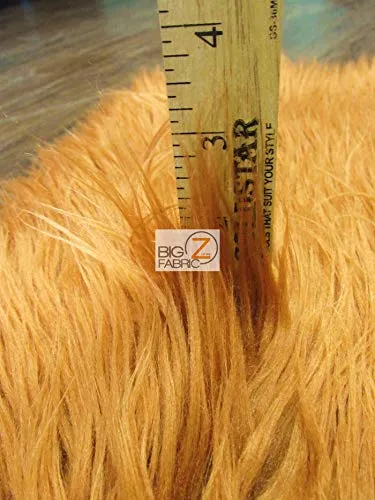 Caramel Solid Mongolian Long Pile Faux Fur Fabric / Sold By The Yard