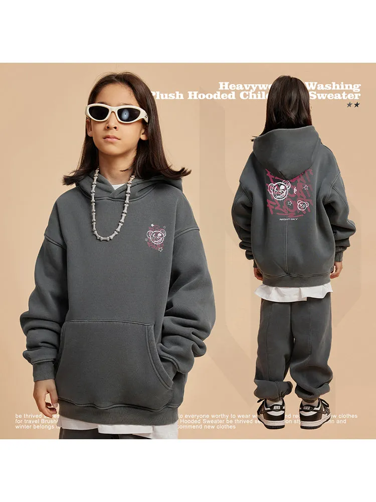 Casual Bear Print Kids Hoodies