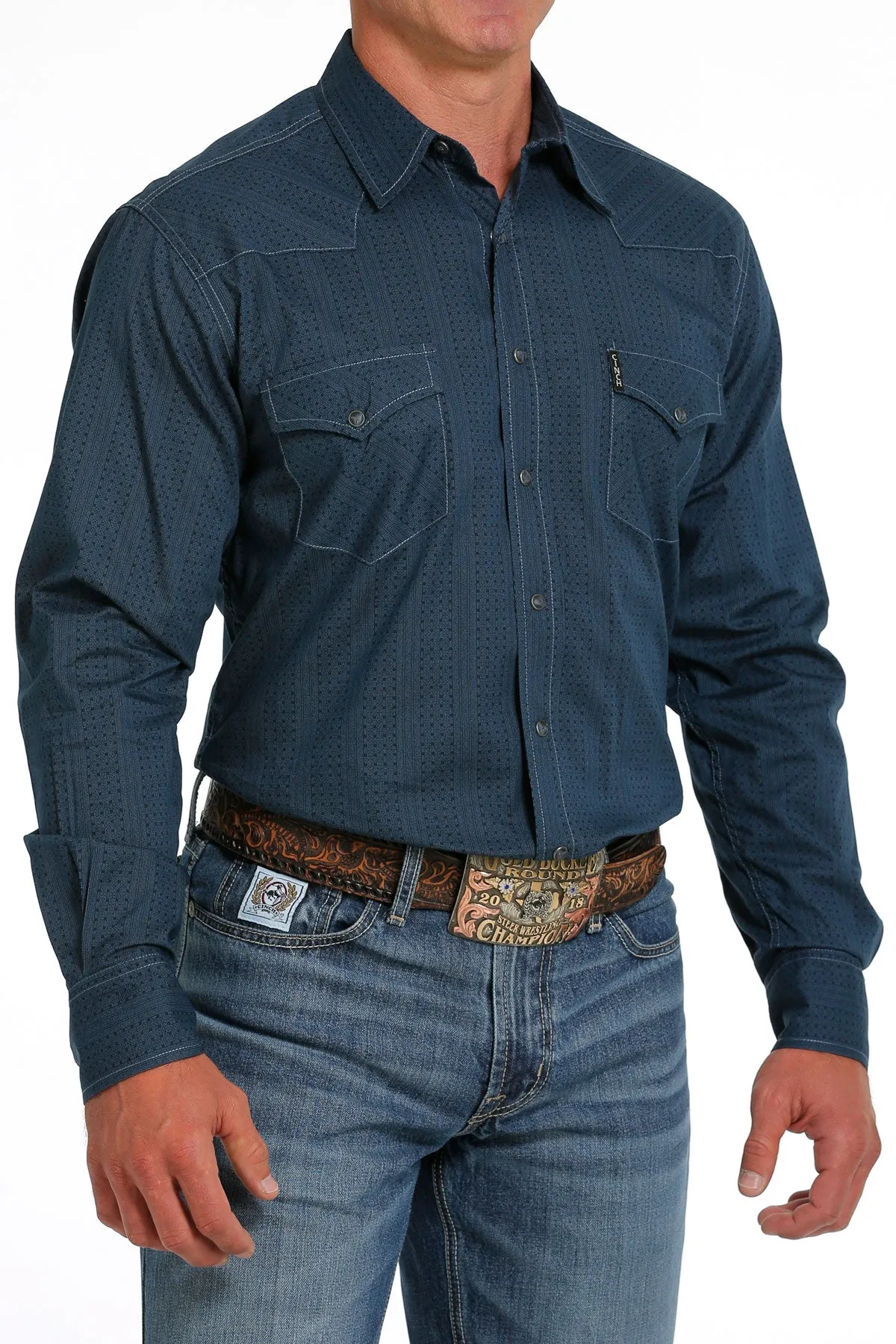 Cinch Men's Modern Fit Navy Snap Western Shirt