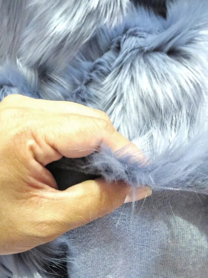 Cobalt Solid Shaggy Long Pile Faux Fur Fabric / Sold By The Yard