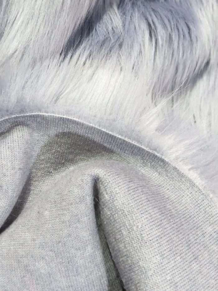 Cobalt Solid Shaggy Long Pile Faux Fur Fabric / Sold By The Yard