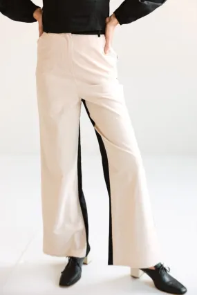 Contrast Stripe Wide-Leg Trousers