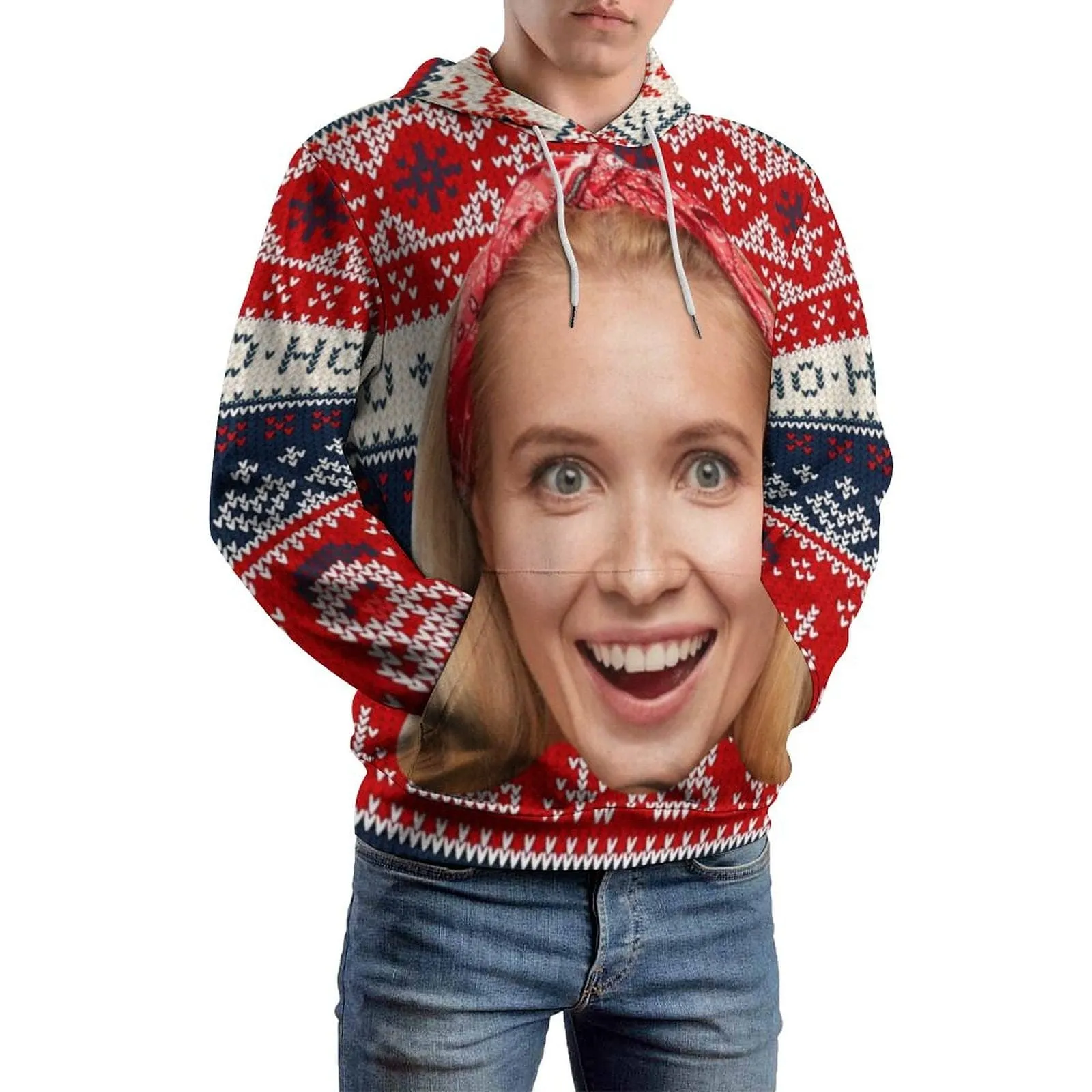 Custom Big Face Snowman Ugly Christmas Hoodie Unisex Personalized Loose Hoodie Top Outfits