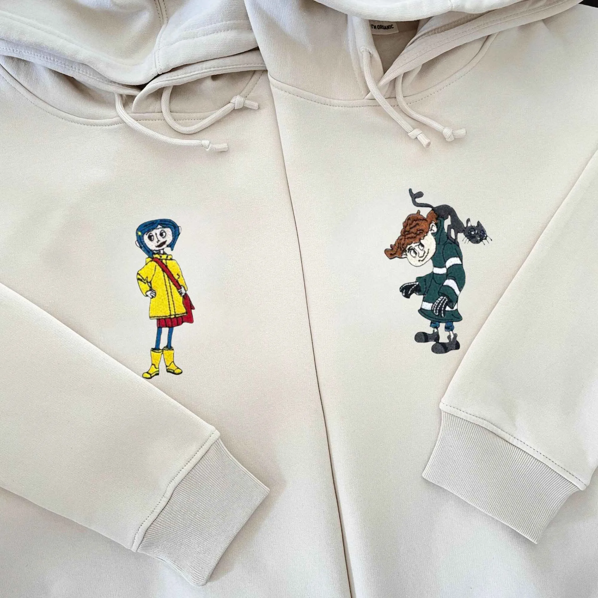 Custom Embroidered Coraline Couple Hoodies | Custom Matching Sweatshirts For Couples