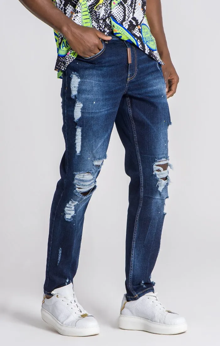 Dark Blue Straight Leg Jeans