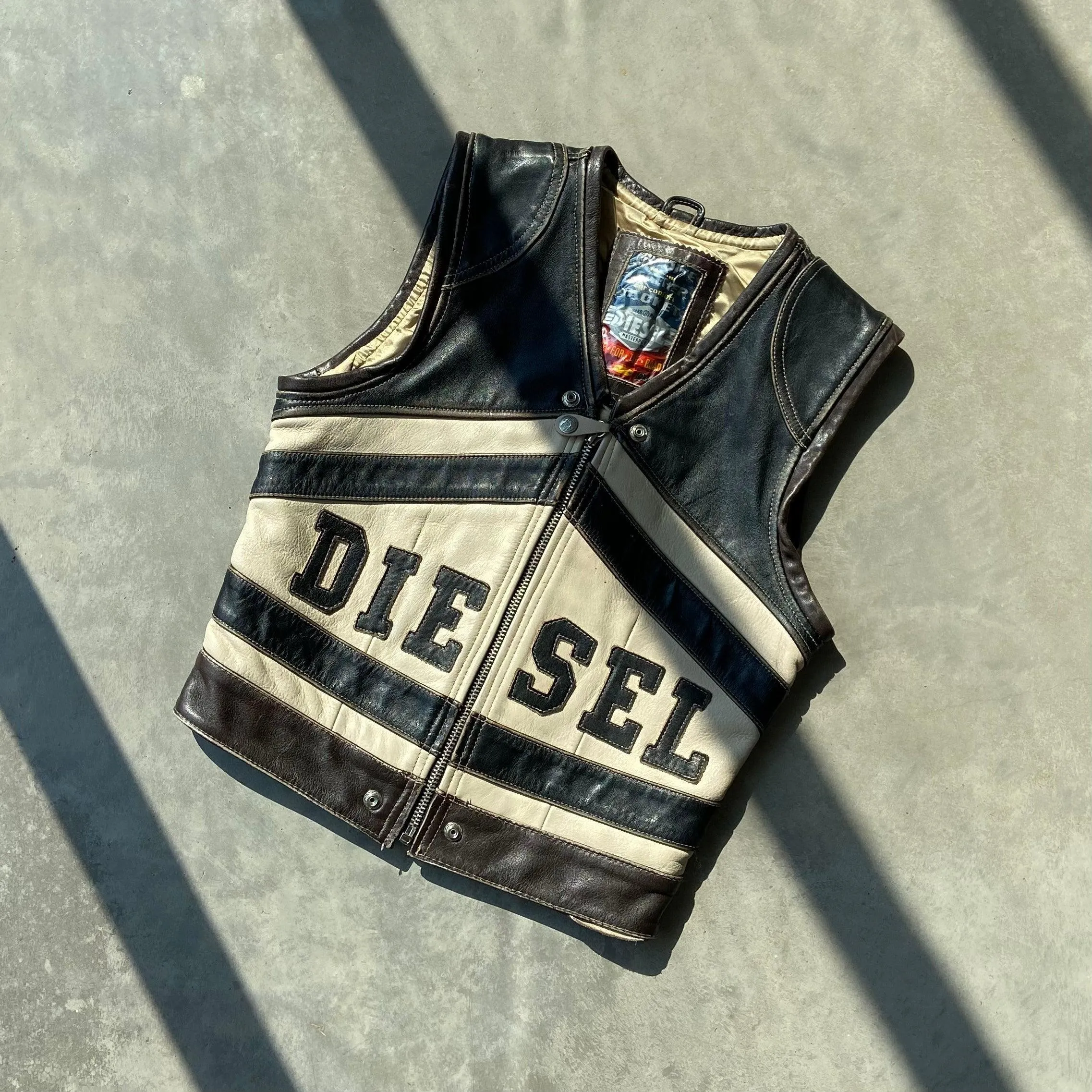 DIESEL LEATHER WAISTCOAT VEST JACKET