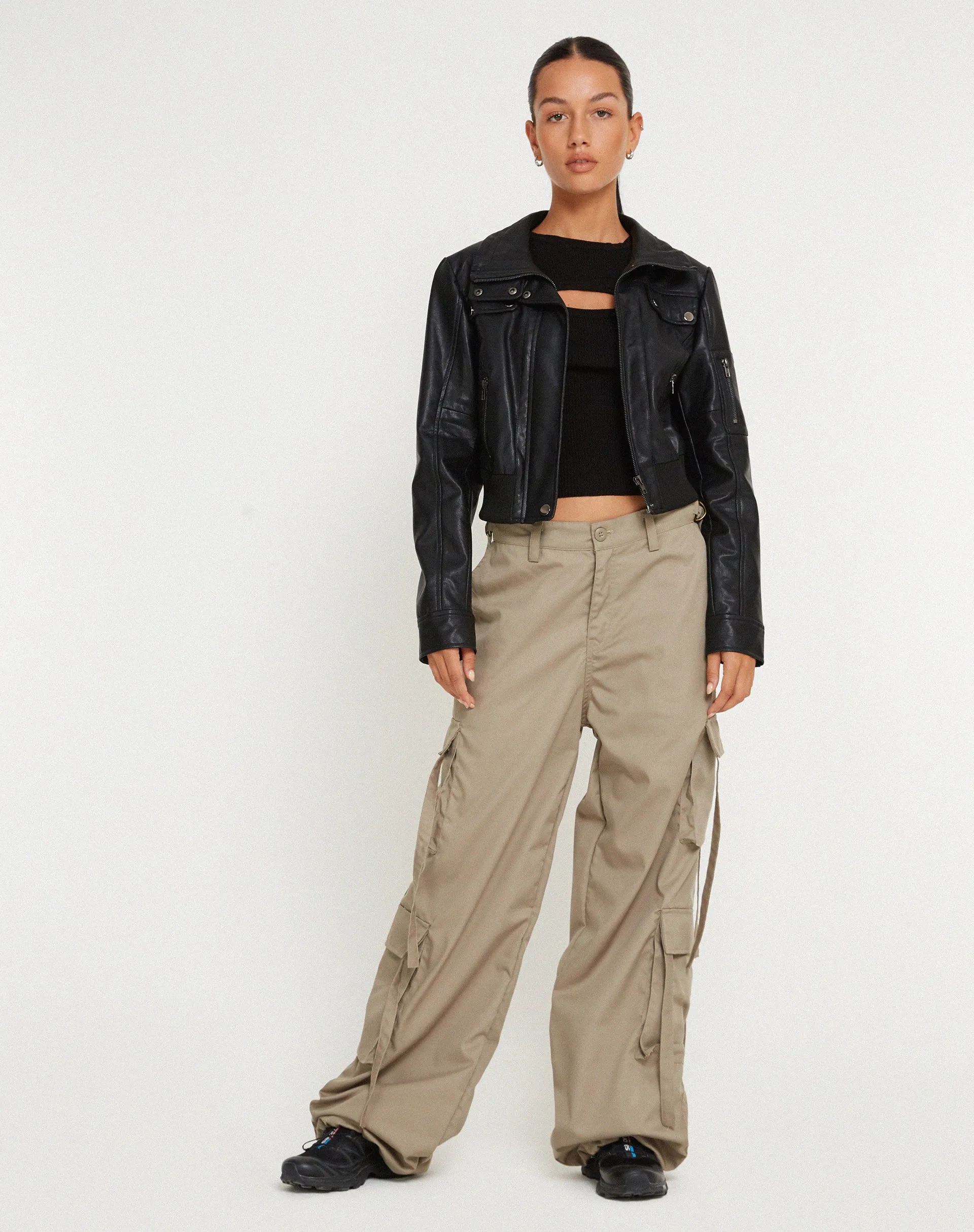 Edgar Wide Leg Cargo Trouser in Cotton Drill Taupe