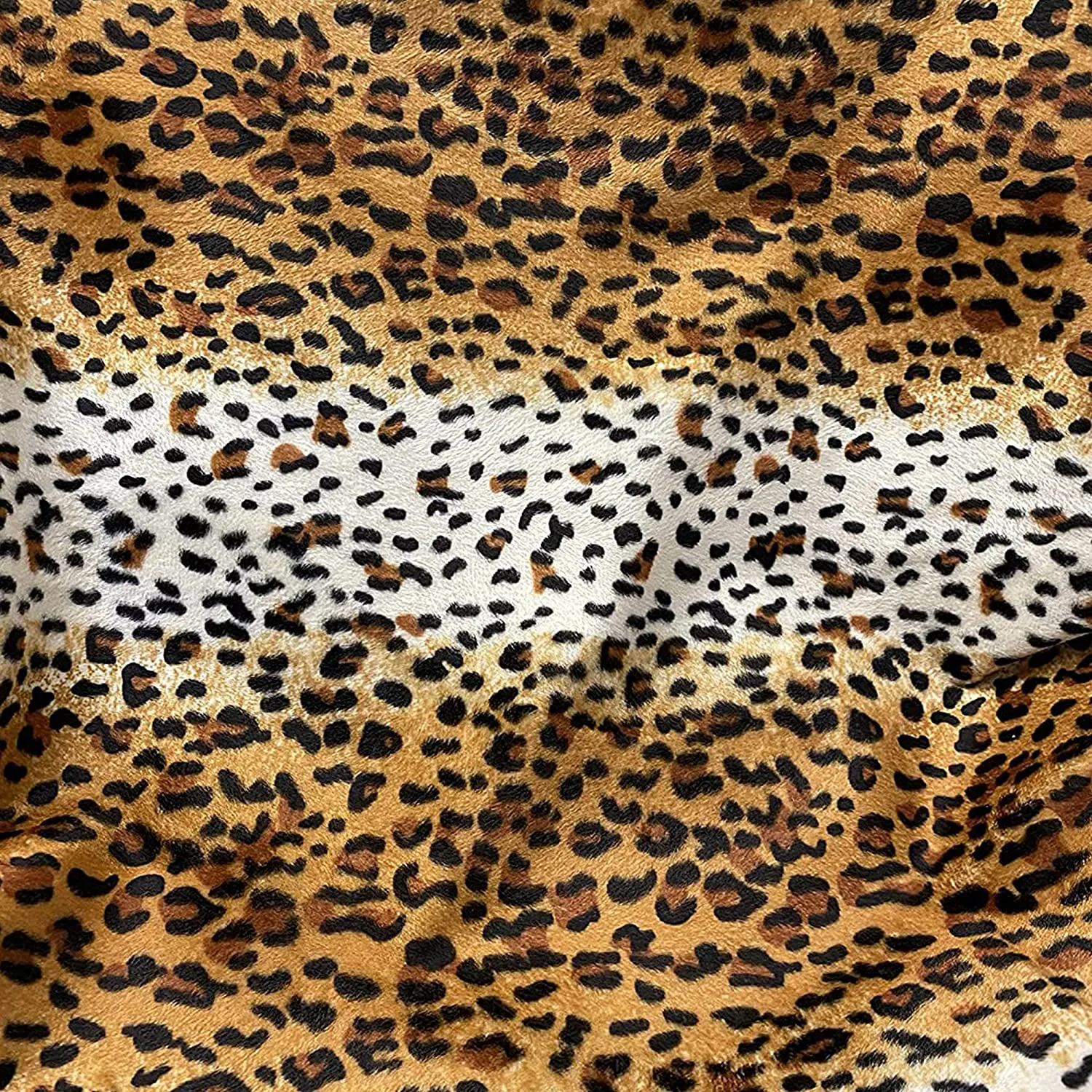 FabricLA Velboa S-Wave Short Pile Faux Print Fabric Material by The Yard | Cheetah