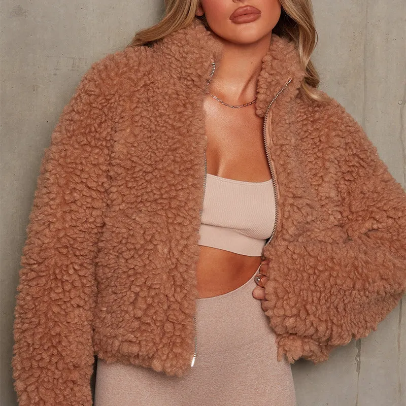 Faux Fur Fluffy Zip-Up Jacket