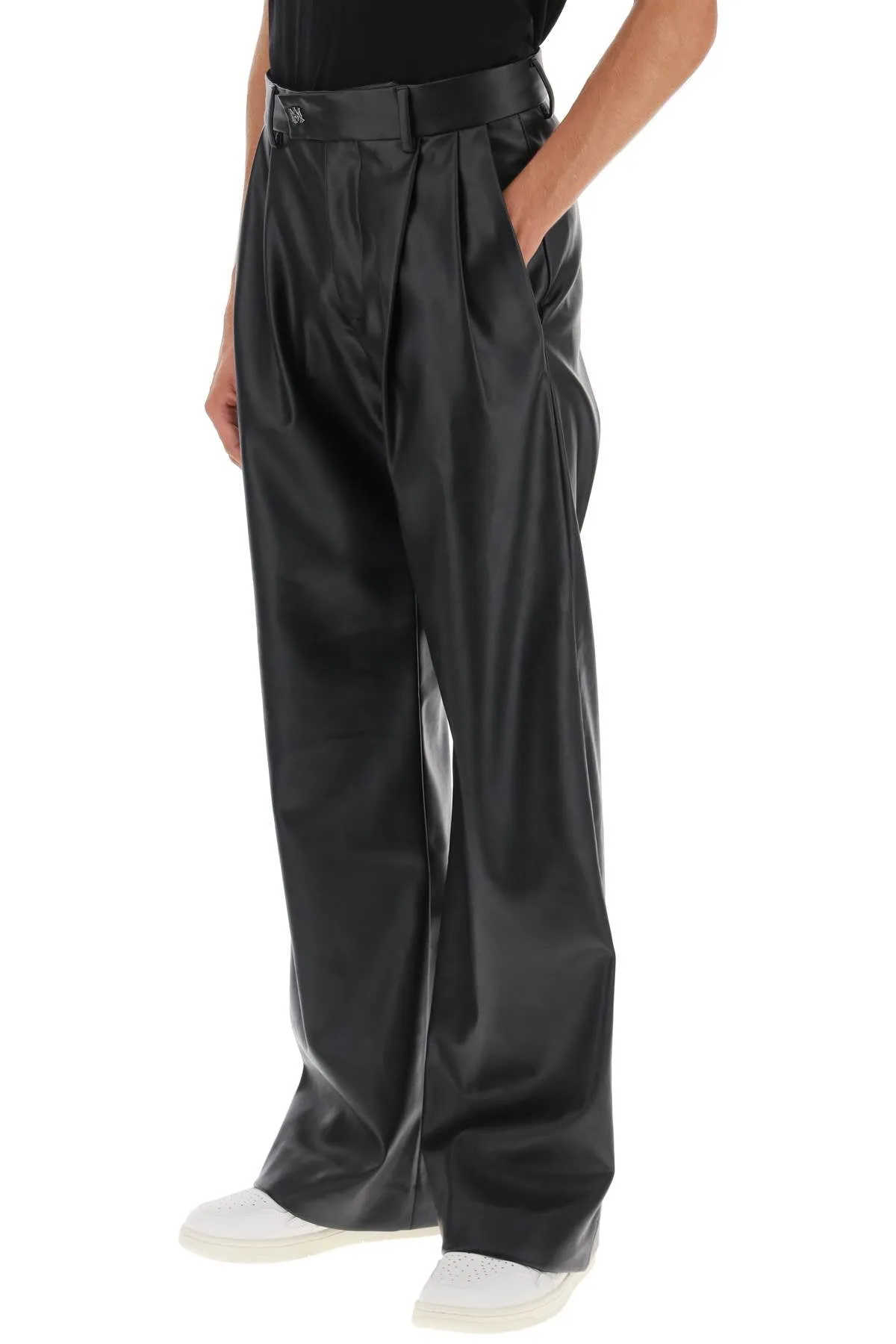 faux leather wide leg pants