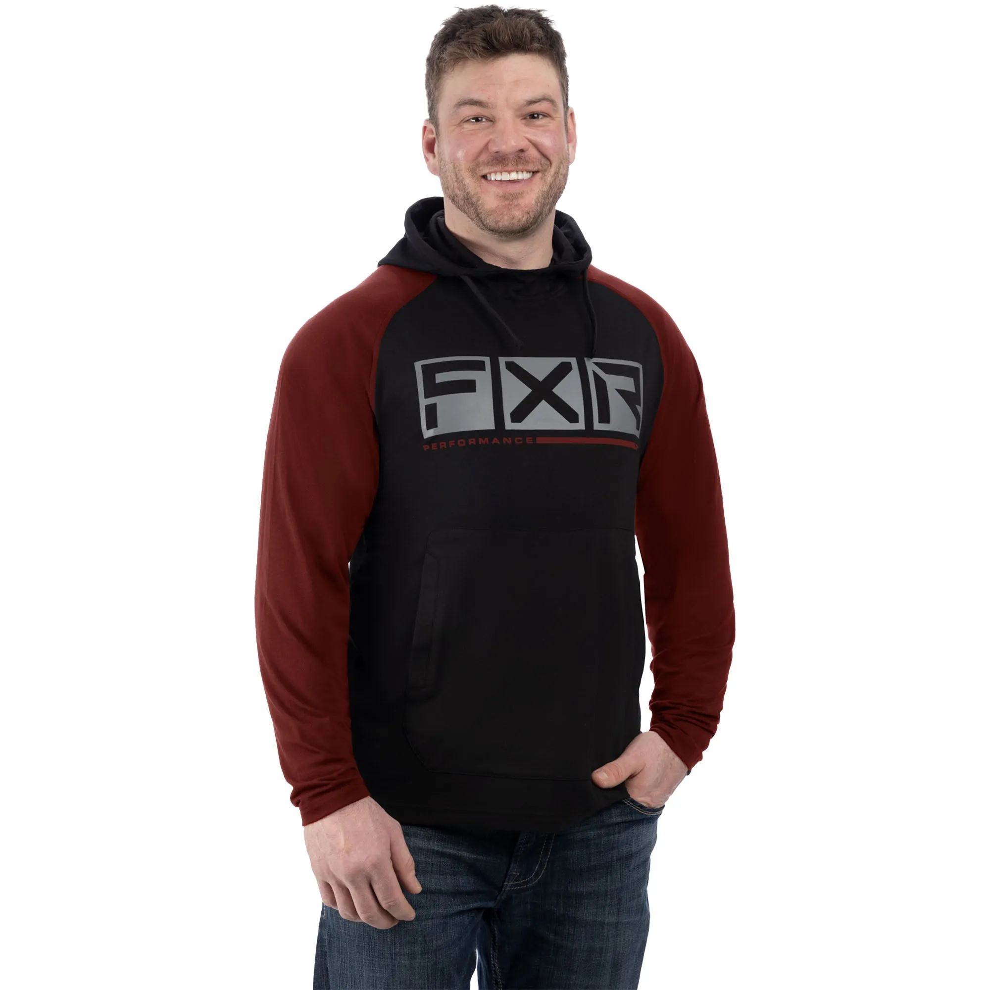 FXR  Mens Black Rust Trainer Lite Tech Pullover Hoodie Hoody Adjustable Hood