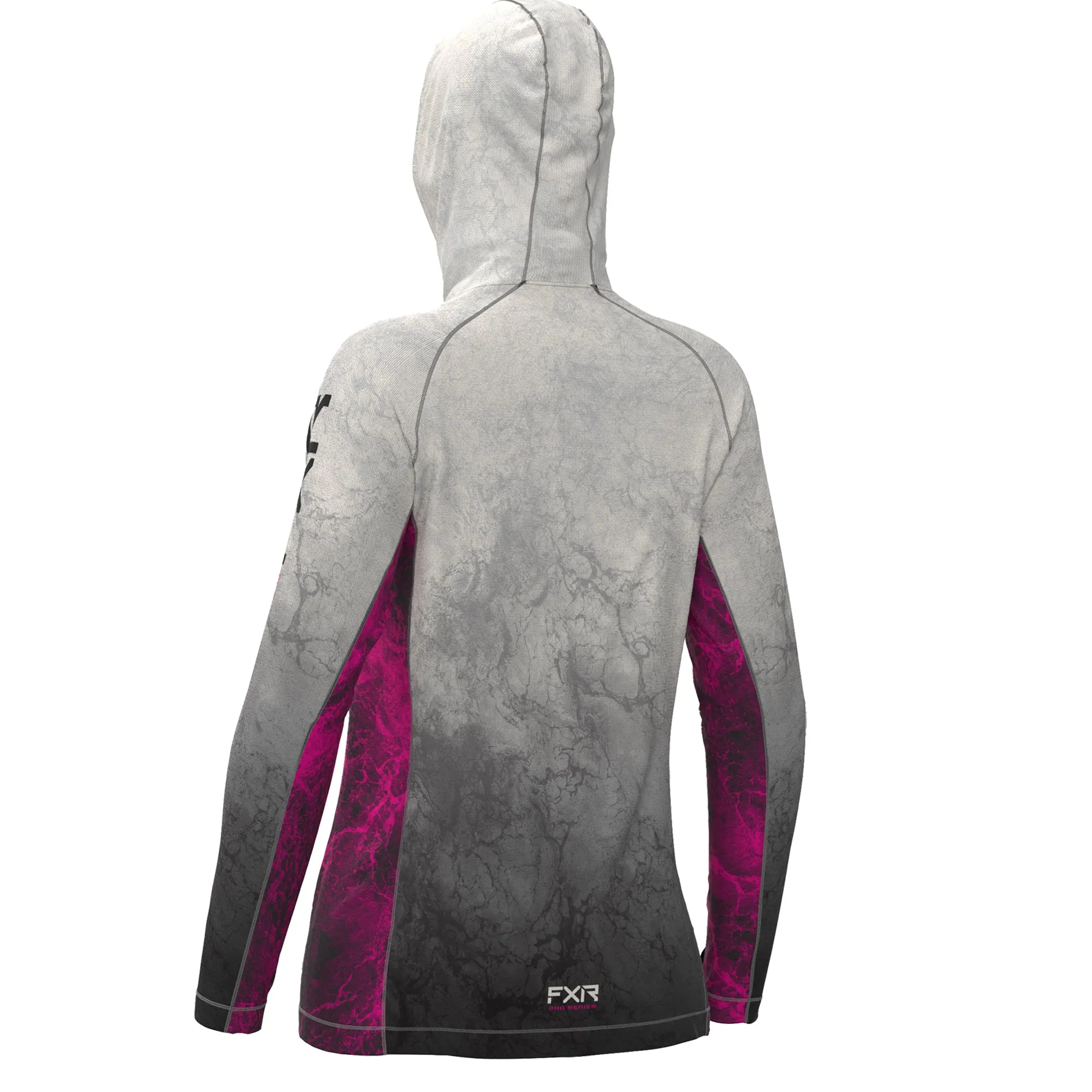 FXR Womens Tournament Pro UPF Pullover Hoodie Grey/Fuchsia Ripple