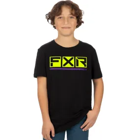 FXR  Youth Podium Premium T-Shirt Black HiVis Cotton Screen Print