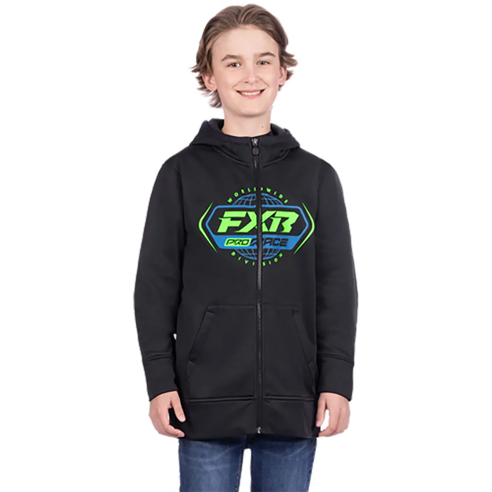 FXR Youth Race Division Tech Zip Hoodie Black/Lime