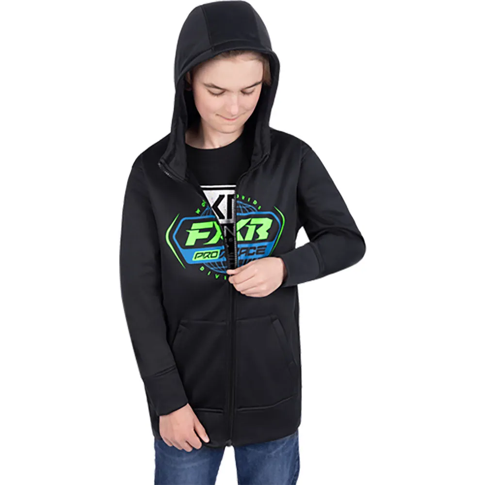 FXR Youth Race Division Tech Zip Hoodie Black/Lime