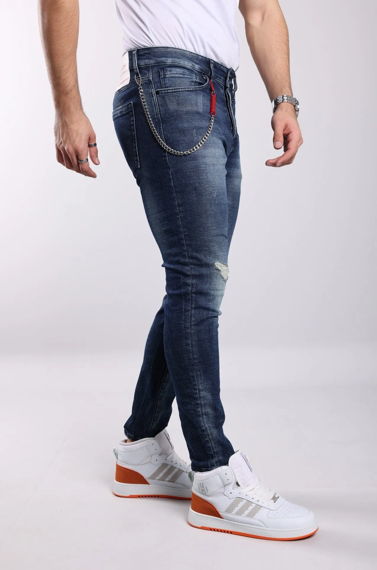 GABBIA Denim Super Slim Fit Blue Ripped Casual Denim Jeans