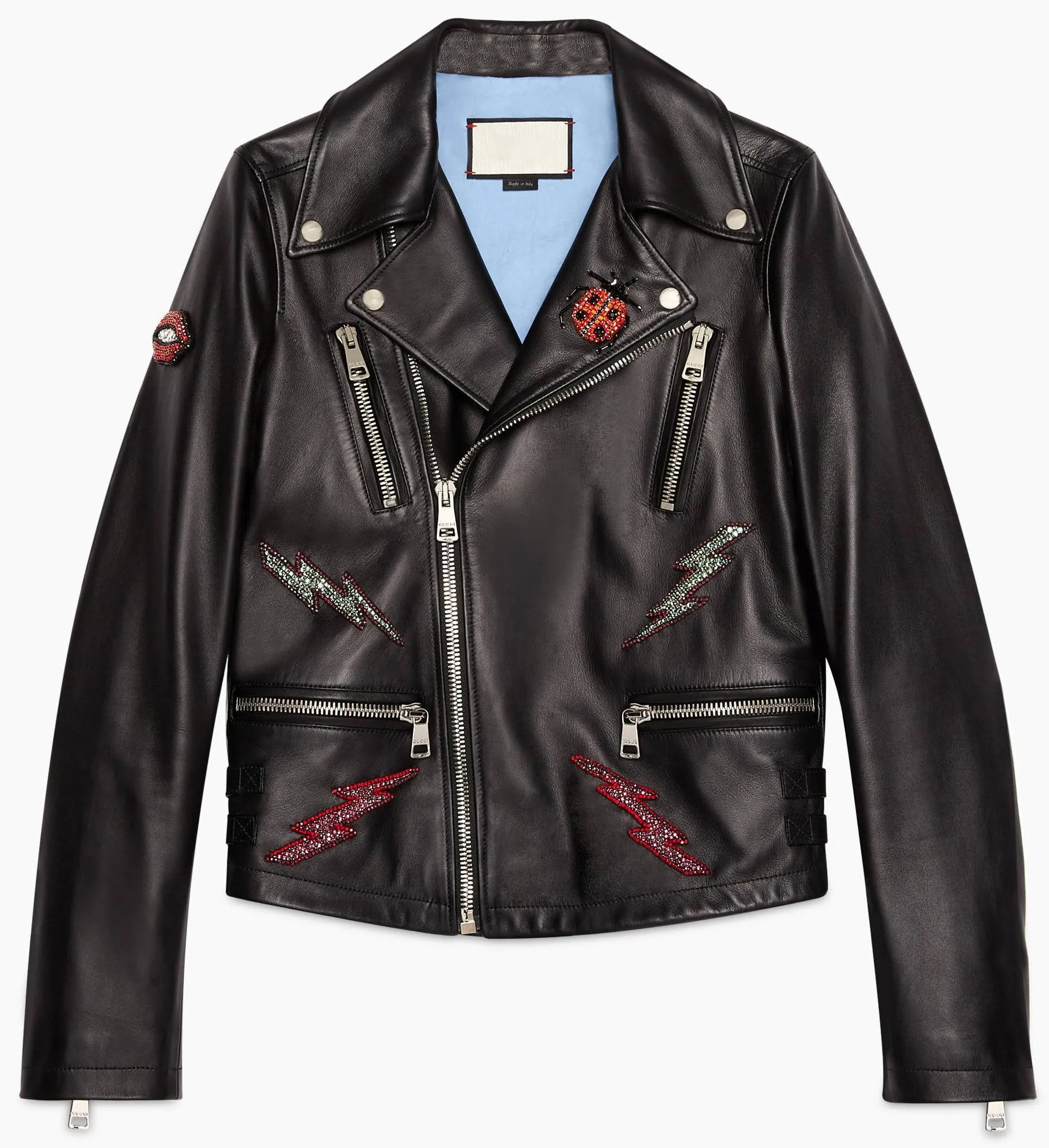 Genuine Leather Jacket with Appliques