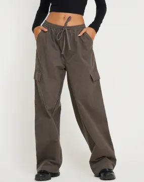 Geona Wide Leg Cargo Trouser in Dark Grey