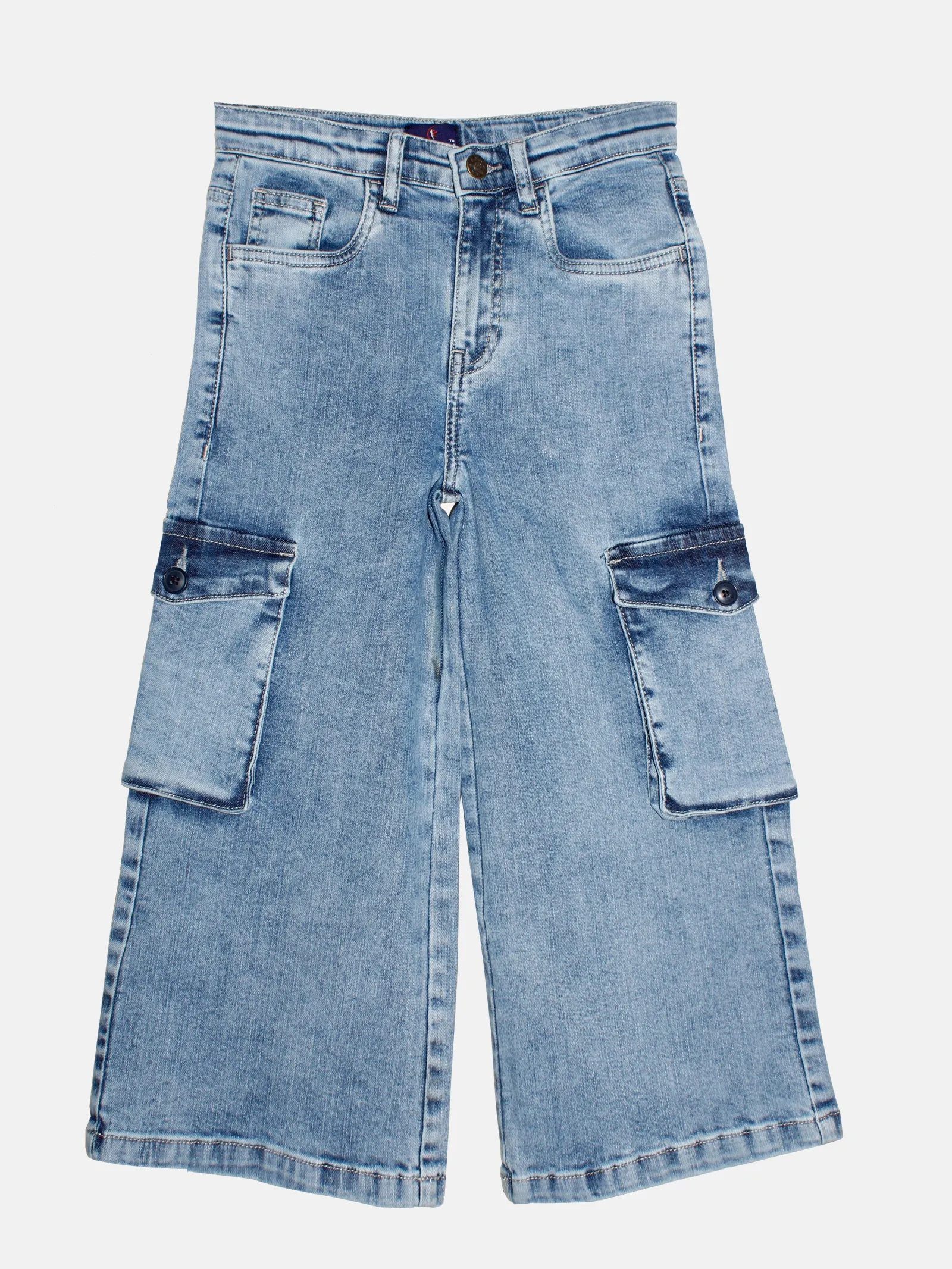 Girls Wide Leg Cargo Jeans pant