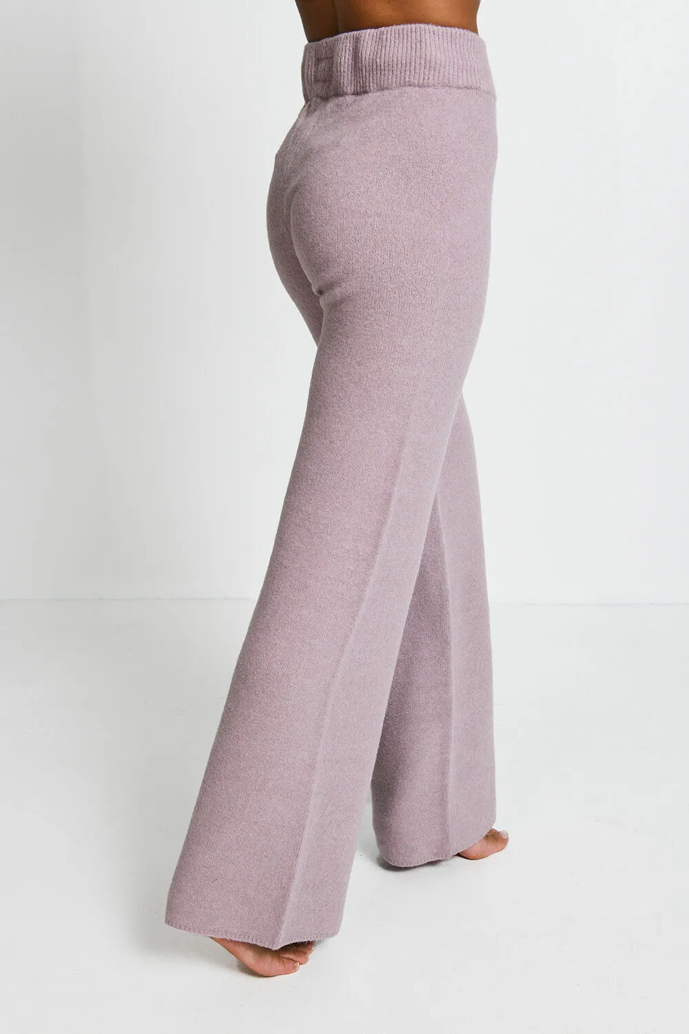 Knit Wide Leg Lounge Trousers - Pink