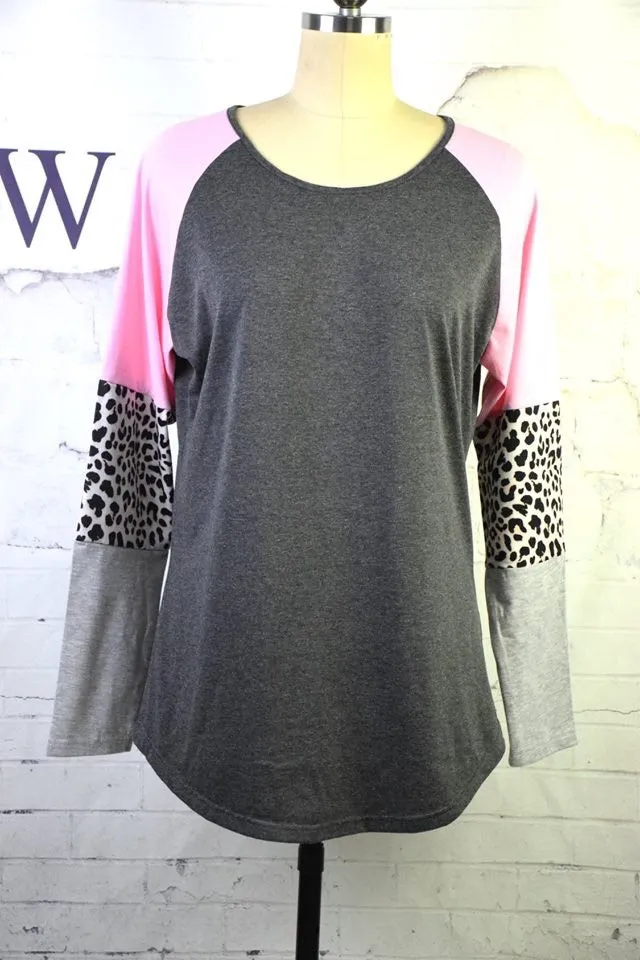 Leopard Block Long Sleeve Shirts