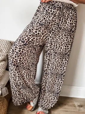 Leopard Print Wide Leg Trousers