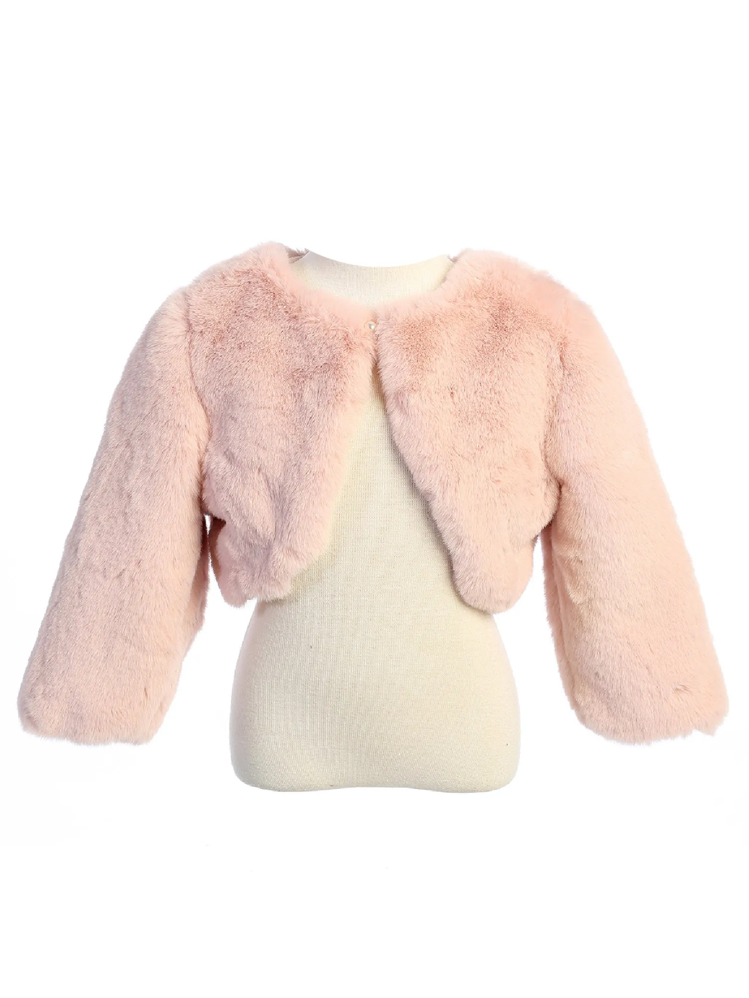 Little Girls Blush Stylish Faux Fur Bolero Jacket 2-6