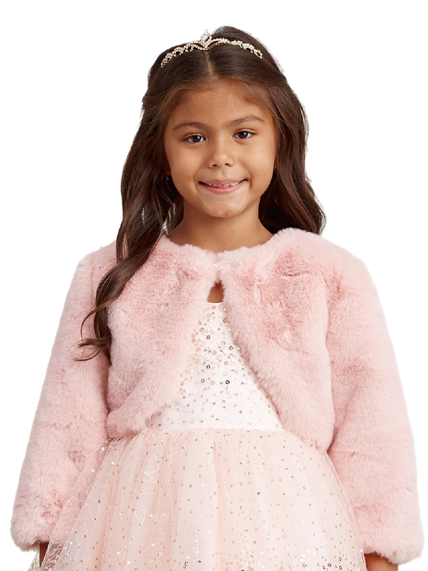 Little Girls Blush Stylish Faux Fur Bolero Jacket 2-6