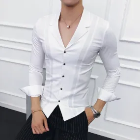 LMS Lapel V-neck Slim Fit Shirts