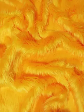 Mango Solid Shaggy Long Pile Faux Fur Fabric / Sold By The Yard (1000 gram Closeout)