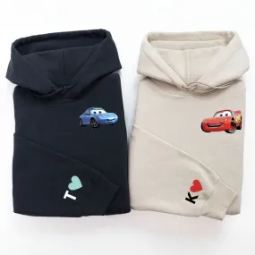 Matching Couple Hoodies - Custom Embroidered Cars Mcqueen And Sally Sweatshirts Unique Gift For Couples