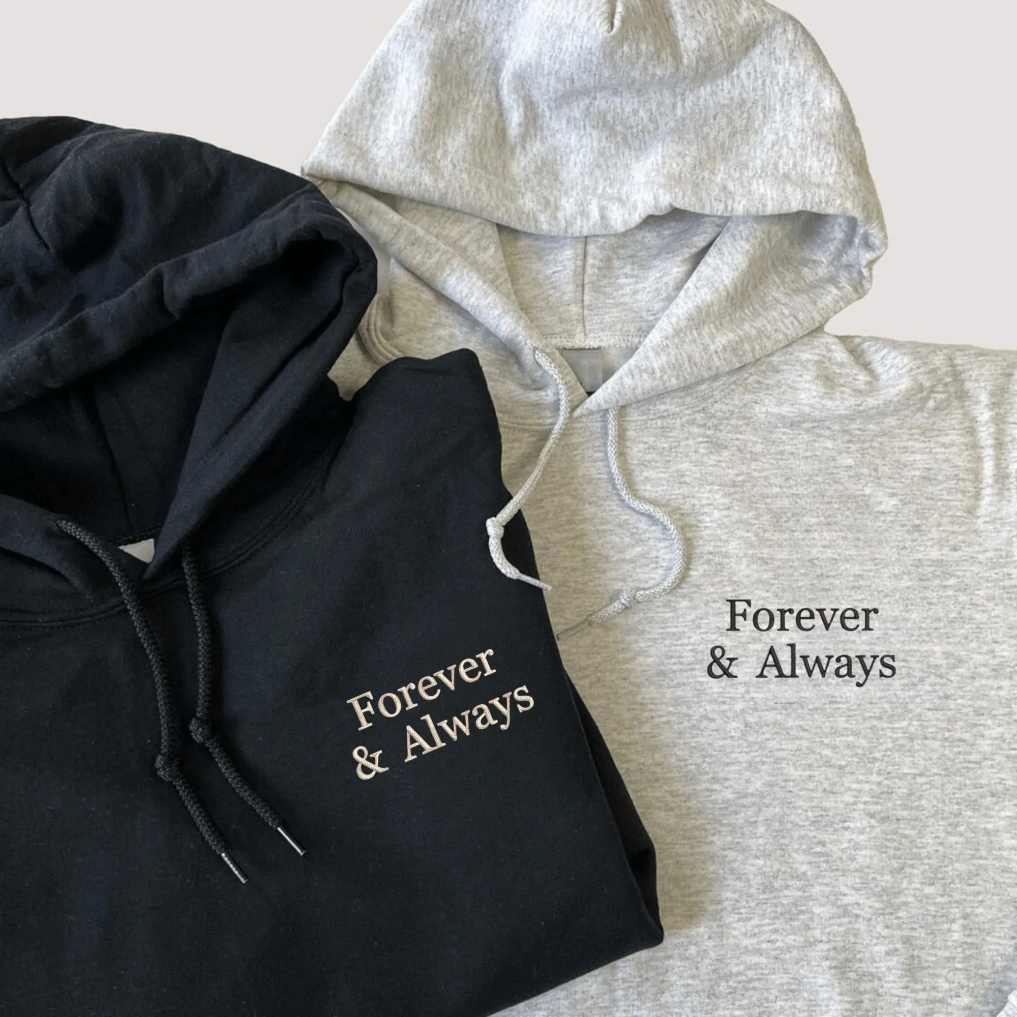 Matching "Forever & Always" Embroidered Couple Hoodies for Valentine's Day, Anniversaries, and Special Occasions