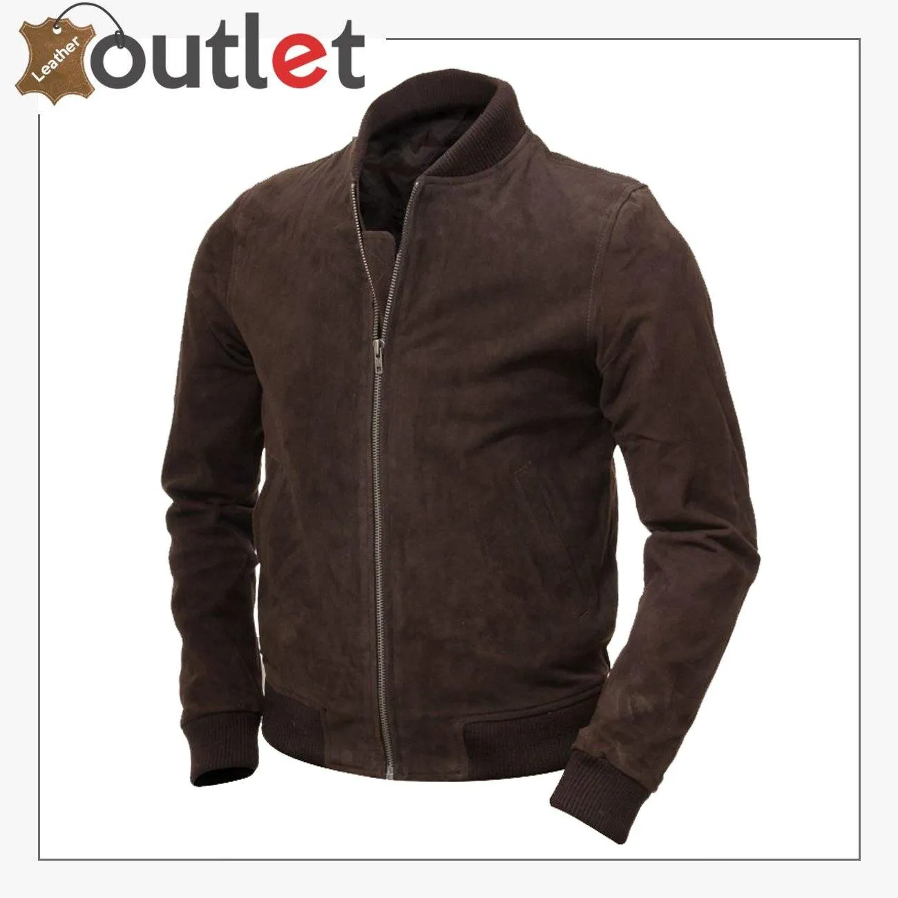 Men Brown Suede Bomber Jacket